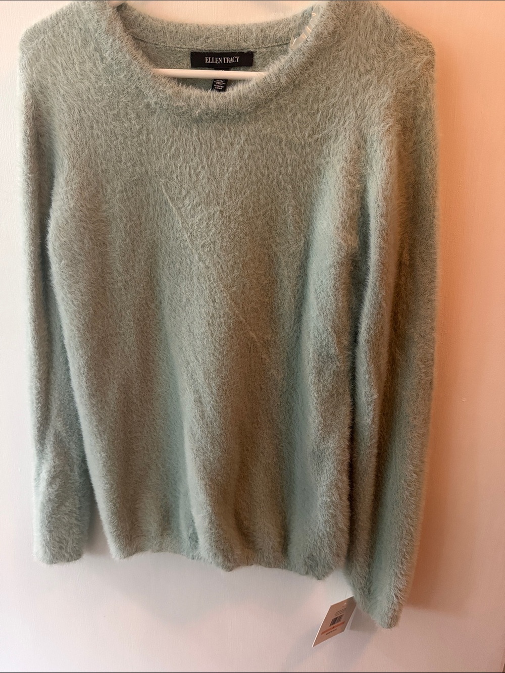 Ellen Tracy Soft blue Crewneck Fuzzy Sweater
